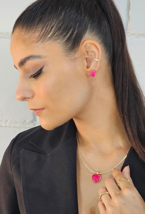 CONJUNTO DE CORAÇÃO PINK FUSION CJ086-O