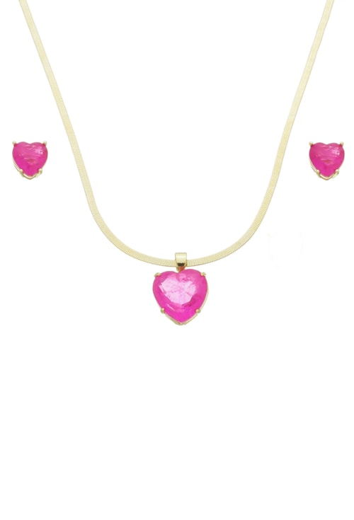 CONJUNTO DE CORAÇÃO PINK FUSION CJ086-O