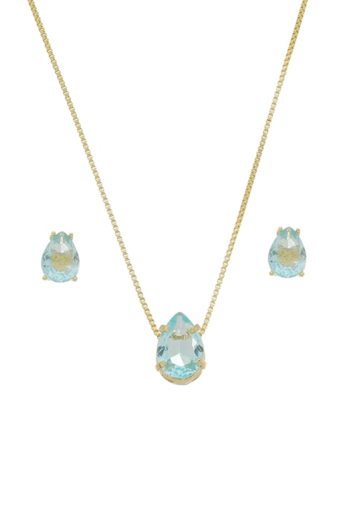 CONJUNTO DE GOTA COM CRISTAL AZUL PARAÍBA CJ058-O CONJUNTO DE GOTA COM CRISTAL AZUL PARAÍBA CJ058-O