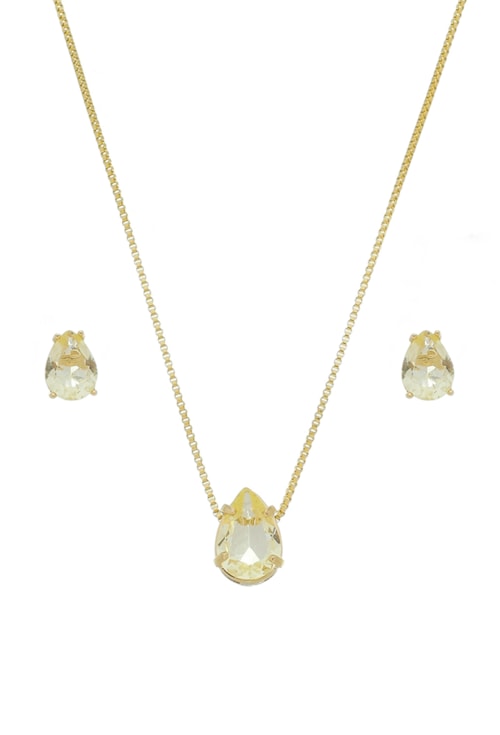 CONJUNTO DE GOTA COM CRISTAL CITRINO CJ058-O CONJUNTO DE GOTA COM CRISTAL CITRINO CJ058-O