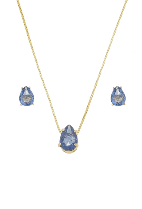 CONJUNTO DE GOTA COM CRISTAL TANZANITA CJ058-O