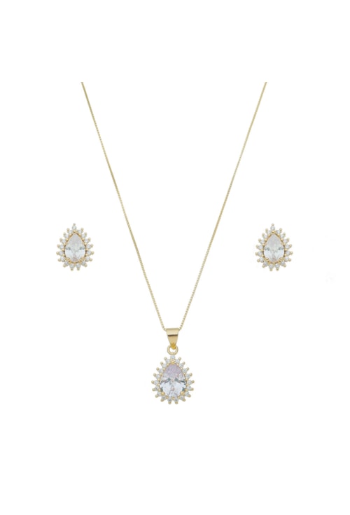 CONJUNTO DE GOTA COM PEDRA CRISTAL CJ042-O