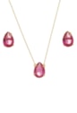 CONJUNTO DE GOTA COM PEDRA FÚCSIA CJ053-O