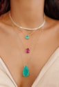 CONJUNTO DE GOTA COM PEDRA FÚCSIA CJ053-O