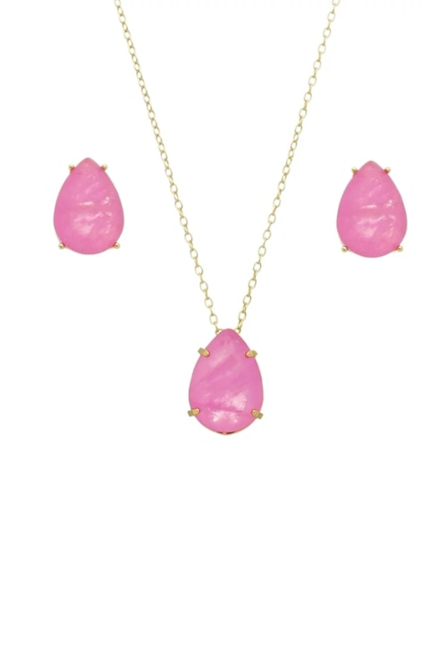 CONJUNTO DE GOTA COM PEDRA FÚCSIA FUSION CJ075-O CONJUNTO DE GOTA COM PEDRA FÚCSIA FUSION CJ075-O