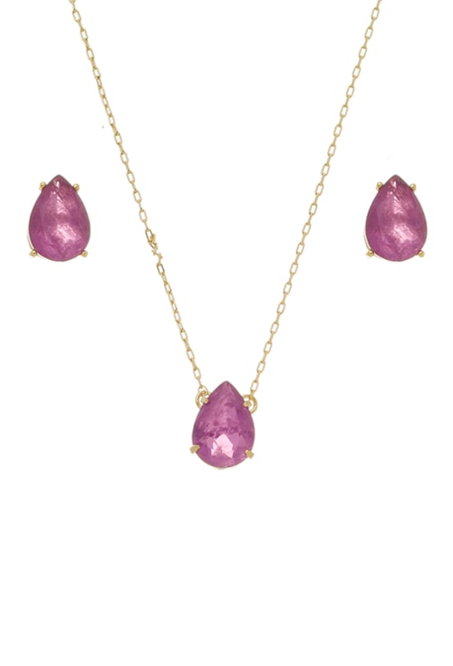 CONJUNTO DE GOTA COM PEDRA FUSION AMETISTA CJ054-O