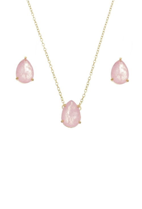 CONJUNTO DE GOTA COM PEDRA FUSION KUNZITA CJ054-O CONJUNTO DE GOTA COM PEDRA FUSION KUNZITA CJ054-O