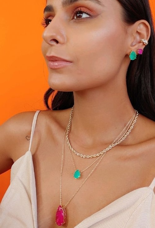 CONJUNTO DE GOTA COM PEDRA FUSION TURMALINA CJ054-O