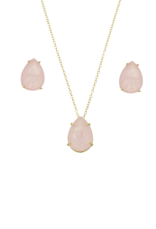 CONJUNTO DE GOTA COM PEDRA KUNZITA FUSION CJ075-O CONJUNTO DE GOTA COM PEDRA KUNZITA FUSION CJ075-O