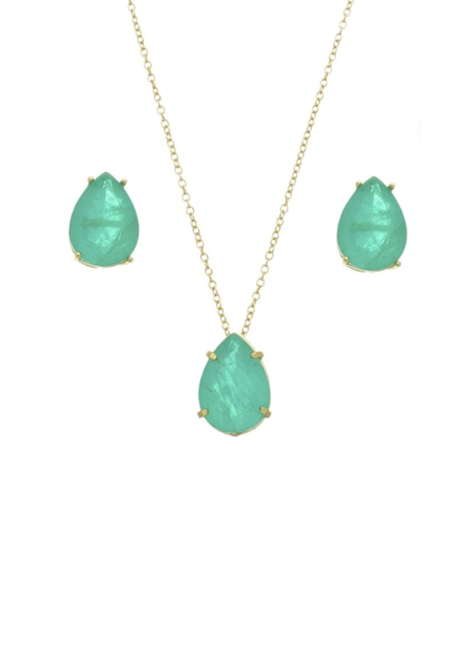 CONJUNTO DE GOTA COM PEDRA TURMALINA FUSION CJ075-O CONJUNTO DE GOTA COM PEDRA TURMALINA FUSION CJ075-O