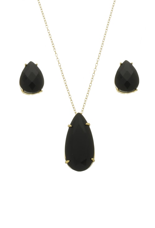 CONJUNTO DE GOTA EM PEDRA ÔNIX CJ079-O