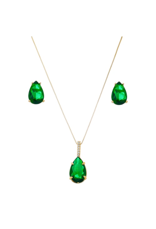 CONJUNTO DE GOTA ESMERALDA CJ041-O CONJUNTO DE GOTA ESMERALDA CJ041-O