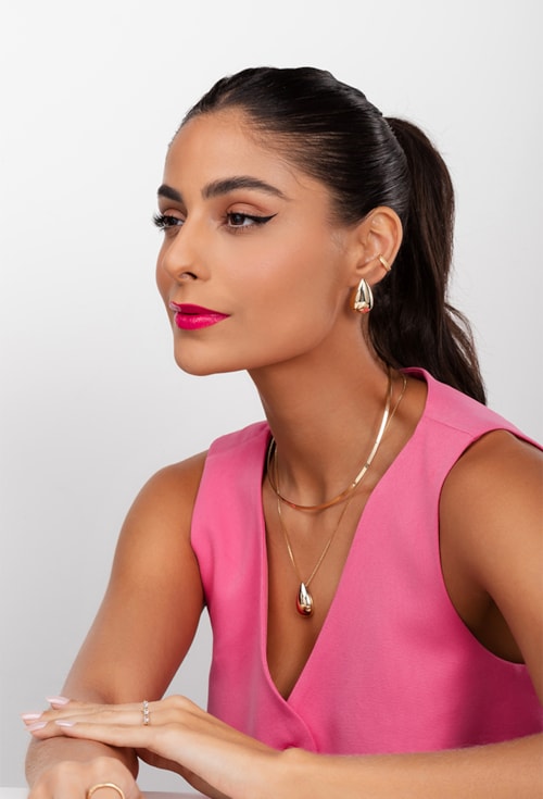 CONJUNTO DE GOTA LISA NO OURO CJ059-O CONJUNTO DE GOTA LISA NO OURO CJ059-O