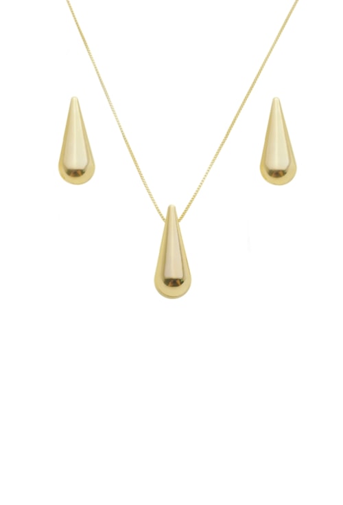 CONJUNTO DE GOTA LISA NO OURO CJ110-O