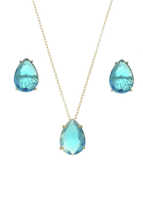 CONJUNTO DE GOTA NA COR AZUL TOPÁZIO CJ074-O