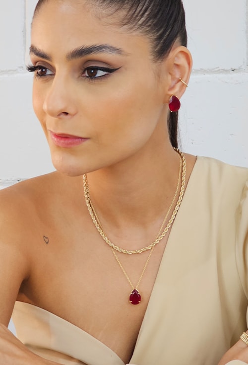 CONJUNTO DE GOTA NA COR RUBELITA LEITOSA CJ074-O CONJUNTO DE GOTA NA COR RUBELITA LEITOSA CJ074-O