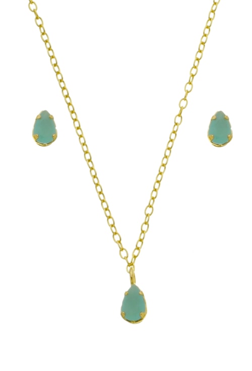CONJUNTO DE GOTA PEQUENA NO TURMALINA LEITOSA CJ071-O CONJUNTO DE GOTA PEQUENA NO TURMALINA LEITOSA CJ071-O
