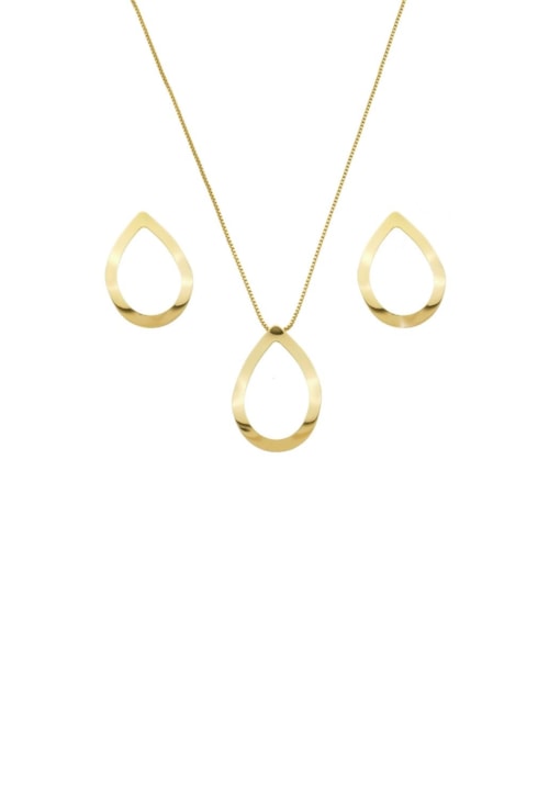 CONJUNTO DE GOTA VAZADO NO OURO CJ097-O CONJUNTO DE GOTA VAZADO NO OURO CJ097-O