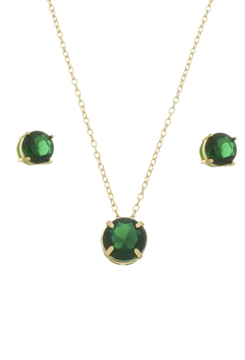 CONJUNTO DE PEDRA ESMERALDA REDONDA CJ068-O