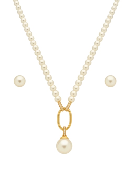 CONJUNTO DE PÉROLAS CLÁSSICO COM MICRO ZIRCÔNIAS CJ138-O
