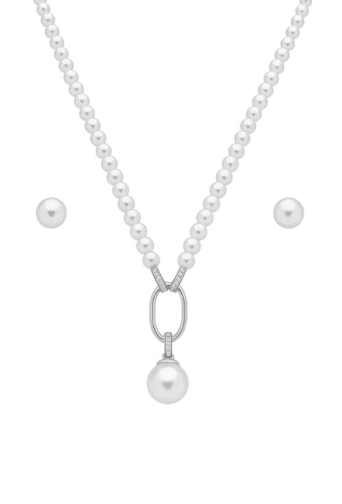 CONJUNTO DE PÉROLAS CLÁSSICO COM MICRO ZIRCÔNIAS CJ138-R