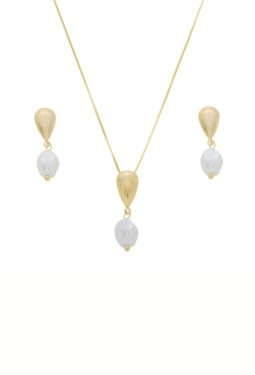 CONJUNTO DE PÉROLAS COM BASE TEXTURIZADA CJ115-O CONJUNTO DE PÉROLAS COM BASE TEXTURIZADA CJ115-O
