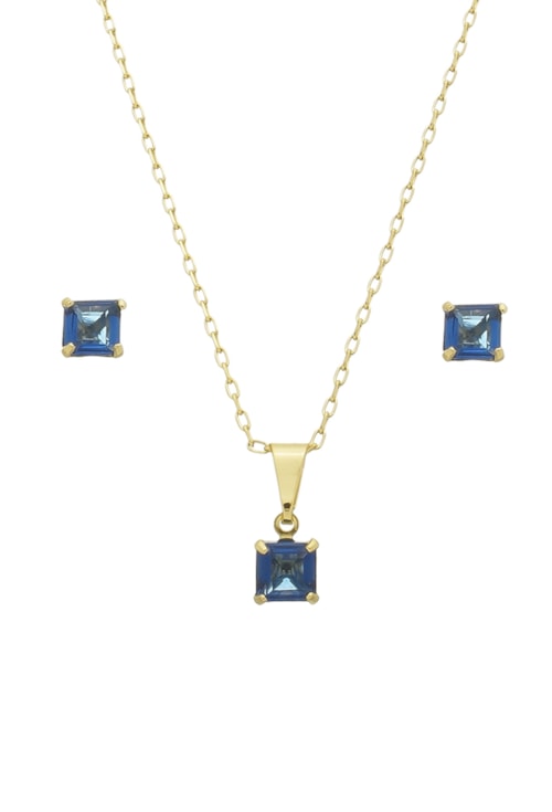 CONJUNTO DELICADO COM PEDRA SAFIRA CJ081-O