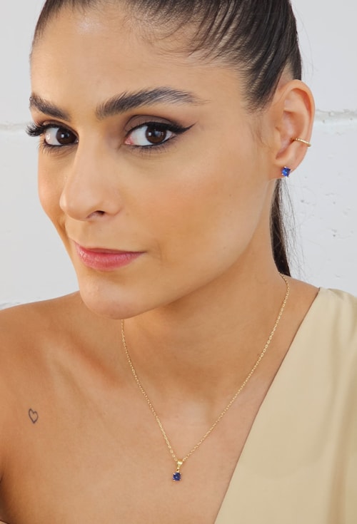 CONJUNTO DELICADO COM PEDRA SAFIRA CJ081-O