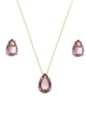 CONJUNTO DELICADO DE GOTA COM PEDRA AMETISTA CJ070-O