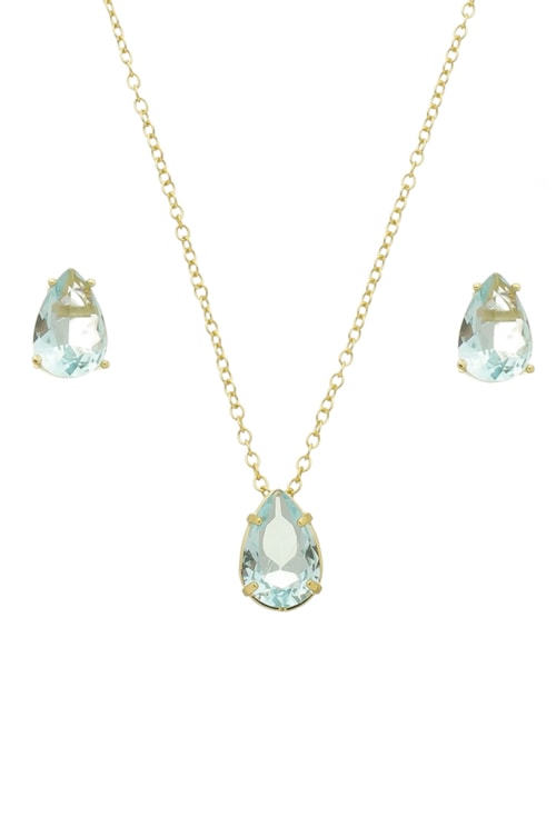 CONJUNTO DELICADO DE GOTA COM PEDRA AZUL PARAÍBA CJ070-O CONJUNTO DELICADO DE GOTA COM PEDRA AZUL PARAÍBA CJ070-O