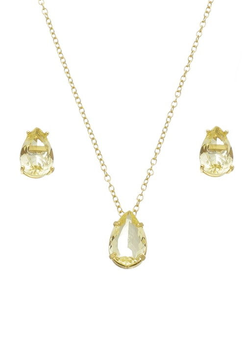 CONJUNTO DELICADO DE GOTA COM PEDRA CITRINO CJ070-O CONJUNTO DELICADO DE GOTA COM PEDRA CITRINO CJ070-O