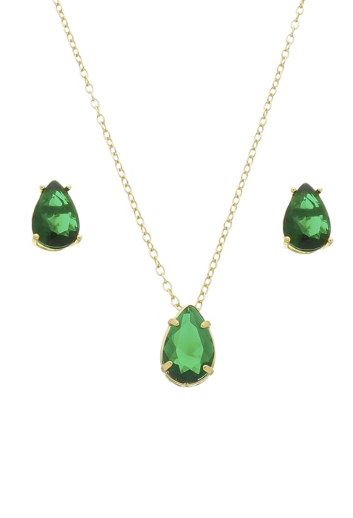 CONJUNTO DELICADO DE GOTA COM PEDRA ESMERALDA CJ070-O CONJUNTO DELICADO DE GOTA COM PEDRA ESMERALDA CJ070-O