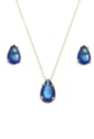 CONJUNTO DELICADO DE GOTA COM PEDRA SAFIRA CJ070-O