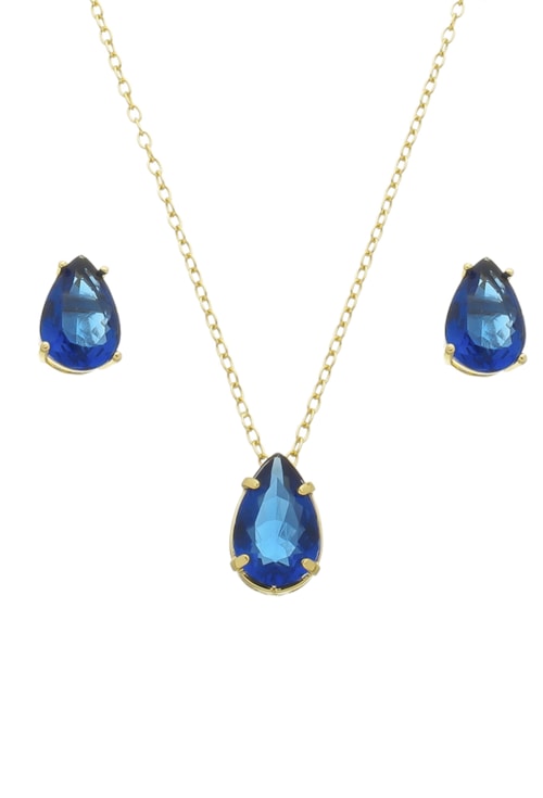 CONJUNTO DELICADO DE GOTA COM PEDRA SAFIRA CJ070-O CONJUNTO DELICADO DE GOTA COM PEDRA SAFIRA CJ070-O