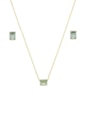 CONJUNTO DOURADO COM PEDRA RETANGULAR TOPÁZIO SKY CJ159-O