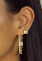 CONJUNTO DOURADO COM PEDRA RETANGULAR YELLOW CJ159-O