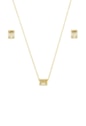 CONJUNTO DOURADO COM PEDRA RETANGULAR YELLOW CJ159-O