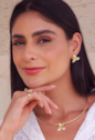 CONJUNTO DOURADO COM PINGENTE DE PÉROLA E ZIRCÔNIA CJ161-O