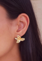 CONJUNTO DOURADO COM PINGENTE DE PÉROLA E ZIRCÔNIA CJ161-O