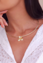 CONJUNTO DOURADO COM PINGENTE DE PÉROLA E ZIRCÔNIA CJ161-O