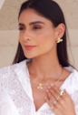 CONJUNTO DOURADO COM PINGENTE DE PÉROLA E ZIRCÔNIA CJ161-O