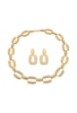 CONJUNTO ELOS OVAIS CRAVEJADOS BANHADO OURO CJ200-O