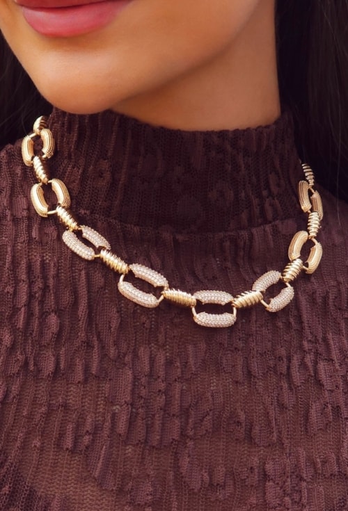 CONJUNTO ELOS OVAIS CRAVEJADOS BANHADO OURO CJ200-O
