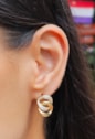 CONJUNTO ENTRELAÇADO CRAVEJADO ZIRCÔNIA BANHADO OURO CJ205-O