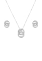 CONJUNTO ENTRELAÇADO CRAVEJADO ZIRCÔNIA BANHADO RÓDIO CJ205-R