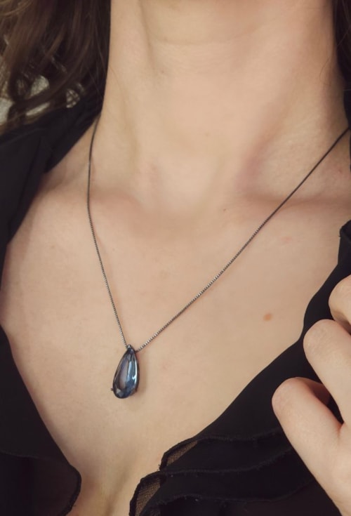 CONJUNTO GOTA AZUL TOPÁZIO NO GRAFITE CJ131-G