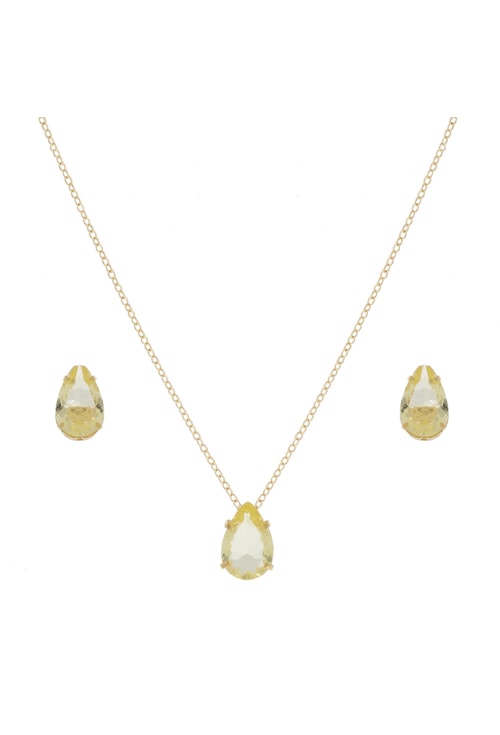 CONJUNTO GOTA COM PEDRA CITRINO CJ035-O
