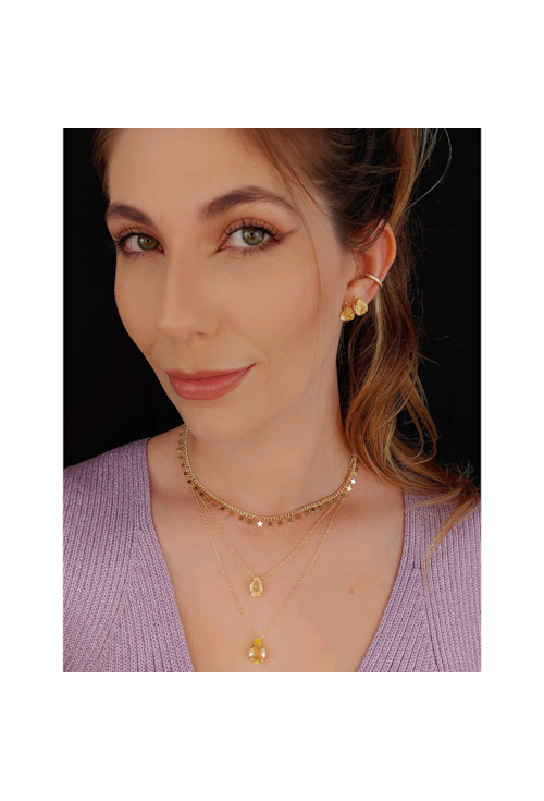 CONJUNTO GOTA COM PEDRA CITRINO CJ035-O