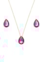 CONJUNTO GOTA COM PEDRA FÚCSIA CJ030-O
