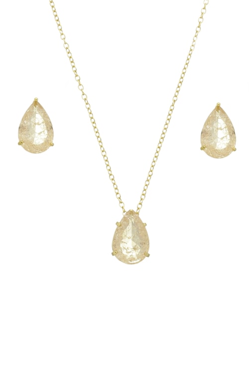 CONJUNTO GOTA COM PEDRA MORGANITA RUTILADA CJ030-O CONJUNTO GOTA COM PEDRA MORGANITA RUTILADA CJ030-O